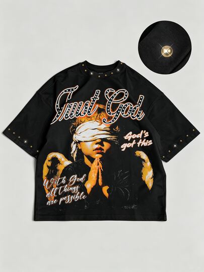 Street Life Camiseta de manga corta con gráfico de figura y eslogan para hombres