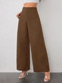 SHEIN PETITE Women Pants - Cocoa - View 5