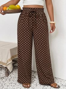 SHEIN Frenchy Plus Size Pants Fall - Brown - View 6