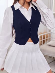 SHEIN EZwear بليزرات نسائية خفيفة الوزن - أزرق بحري - مشاهدة 4