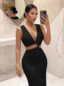 Slaydiva Women Maxi Dresses - Black - View 7