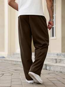 Manfinity Homme Pantalones largos casuales y versátiles de talla grande para hombre - Óxido marrón - Ver 2