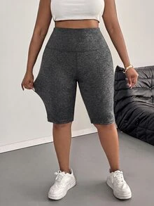 SHEIN PETITE CURVE 大碼緊身褲 - 深灰色 - 查看 5