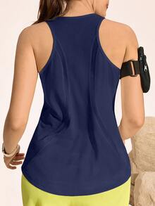 Exploreva Solid Skin-Friendly Outdoor Tank Top - Navy Blue - View 6