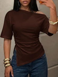Slaydiva Women T-Shirts - Rust Brown - View 7