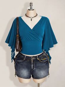 SHEIN ICON Camisetas de Tallas grandes - Neblina azul - Ver 3