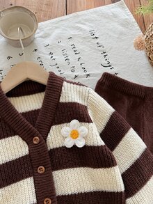 SHEIN 女童（小）毛衣套裝 - 棕色 - 查看 5