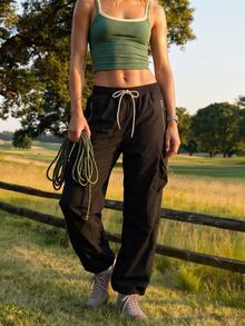 SHEIN Women Hiking Pants - Black - View 4