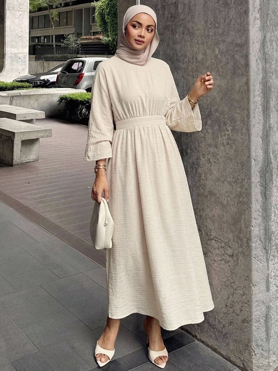 DAZY Women's Casual Commute Solid Color Long Dress - Apricot - View 1