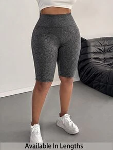 SHEIN PETITE CURVE 大碼緊身褲 - 深灰色 - 查看 6