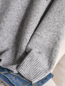 CosyJoli Plus Argyle Pattern Drop Shoulder Sweater - Grey - View 6