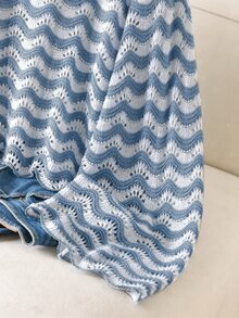 CosyJoli Áo len Plus Size - Màu xanh lam - Xem 3