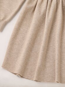 Souflis Đầm len cho bé gái họa tiết nơ viền bèo nhún - Màu Khaki - Xem 3