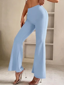 SHEIN PETITE Women Pants - Baby Blue - View 3