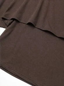 GlowEve CURVE Plus Solid Batwing Sleeve Slim Waist Top Fall - Brown - View 4