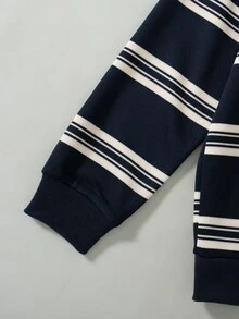 青少年男孩休閒百搭純色寬鬆休閒衛衣 - 深灰色 - 查看 5
