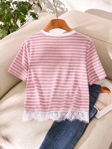 Story & Sage 女款 Brunch 粉色與白色條紋 T-shirt - 粉色 - 查看 2