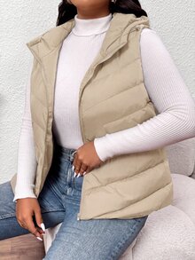 SHEIN Frenchy Plus Size Winter Coats - Cream - View 6