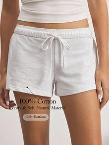 Ocili Drawstring Waist Lounge Shorts - Light Grey - View 1