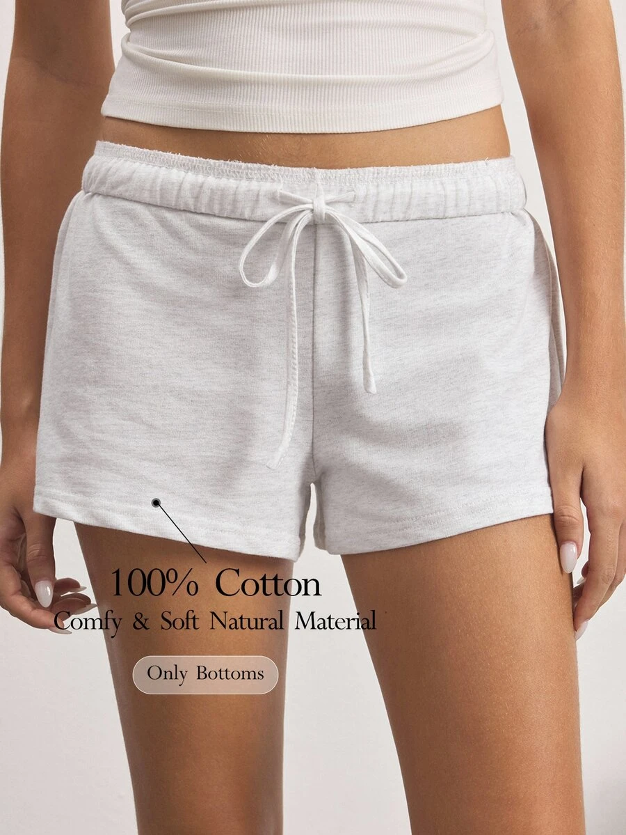 Ocili Drawstring Waist Lounge Shorts - Light Grey - View 1