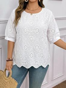 Comfylo Plus Size Blouses - White - View 4