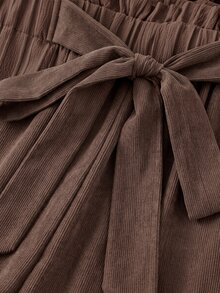 Rusticease Women's Bowknot Tie-Up Casual Long Pants, Versatile For Daily Wear - Rust Brown - View 3