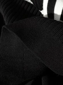 GlowEve CURVE Cardigan Rajut Lengan Panjang Kancing Tunggal Model Blok Warna Ukuran Plus untuk Musim Dingin - Hitam - View 6