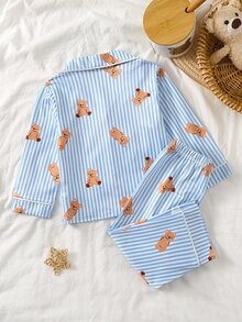 Baby Boy Striped & Bear Print PJ Set - Multicolor - View 3