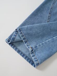 SHEIN Teen Girl Slant Pocket Straight Leg Jeans - Medium Wash - View 8