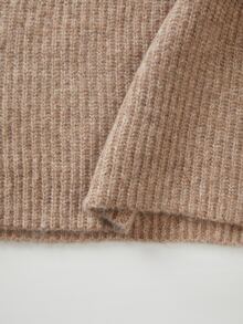 SHEIN Turtleneck Raglan Sleeve Sweater Dress Without Belt - Khaki - View 6