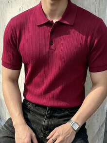 JOLTRO Men Solid Short Sleeve Polo Shirt - Burgundy - View 4