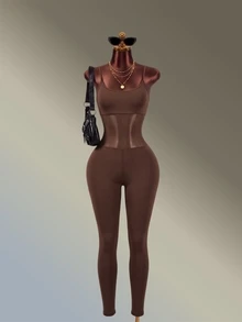 Amplova Women Sports Jumpsuits - Brown - View 3