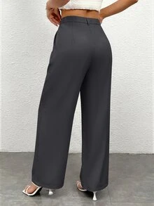 SHEIN PETITE Women Pants - Dark Grey - View 2