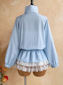 Soleia Women's Korean Style Vacation Striped Button Long Sleeve Jacket - Multicolor - View 7