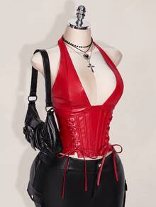 SHEIN ICON Plus Size Tank Tops & Camis - Red - View 3