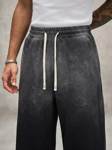 PAVTROS Pantalones de chándal de pierna ancha con cintura de cordón para hombre - Negro - Ver 3