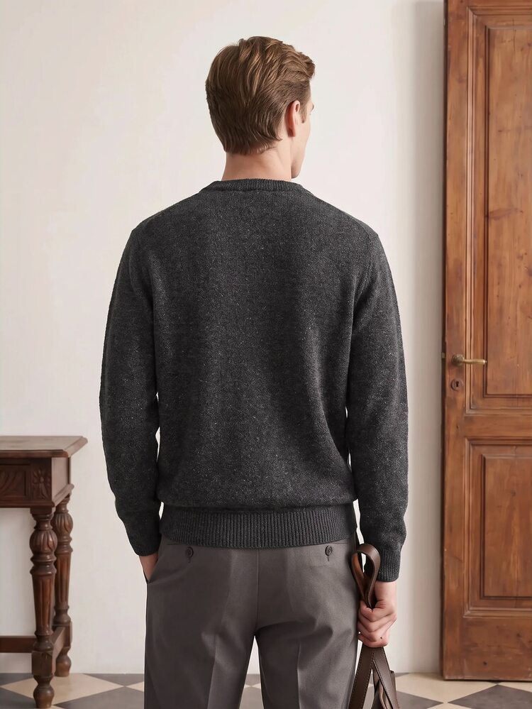 Manfinity CityGents Men Patched Detail Sweater , For Husband, Boyfriend Gifts , Fall Winter, Long Sleeve Top - Black - View 2