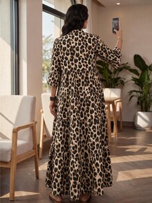 SHEIN Lady CURVE 大尺碼時尚百搭豹紋度假洋裝 - 彩色 - 查看 2