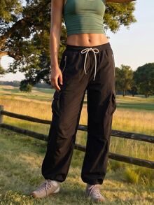 SHEIN Women Hiking Pants - Black - View 5