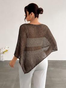 Firerie Tops de punto de talla grande - Café integral - Ver 2