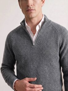 Manfinity CityGents Suéter de manga raglán de color sólido para hombre - Gris Oscuro - Ver 6