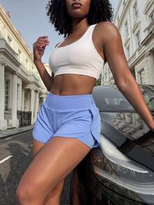 Rovax Wide Waistband Sports Shorts - Blue - View 4