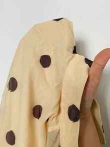 Firerie Plus Dot Allover Print Ruffle Trim Flounce Sleeve Blouse Fall - Yellow - View 7