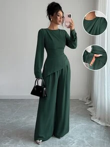 SHEIN Raffinéa Ropa Dos piezas para Mujer - Verde Oscuro - Ver 8