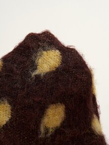 Bohemela Polka Dot Pattern Fringe Trim Drop Shoulder Sweater - Coffee Brown - View 8