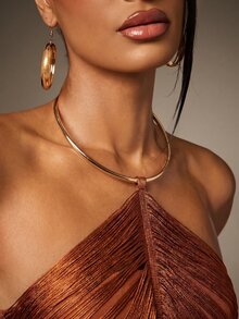 Hauture Fringe Crop Halter Top - Brown - View 2