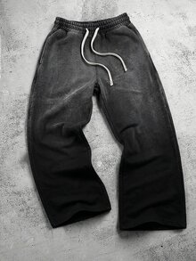 PAVTROS Pantalones de chándal de pierna ancha con cintura de cordón para hombre - Negro - Ver 4