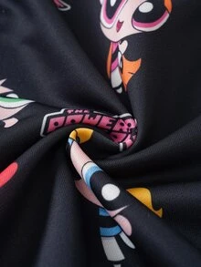 THE POWERPUFF GIRLS X SHEIN Tween Girl Crew Neck Long Sleeve Casual Sweatshirt - Black - View 6