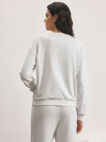 Ocili Solid Drop Shoulder Lounge Top - Light Grey - View 3