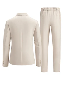 Manfinity Mode Blazer de doble botonadura & Pantalones de traje para hombre - Albaricoque - Ver 2
